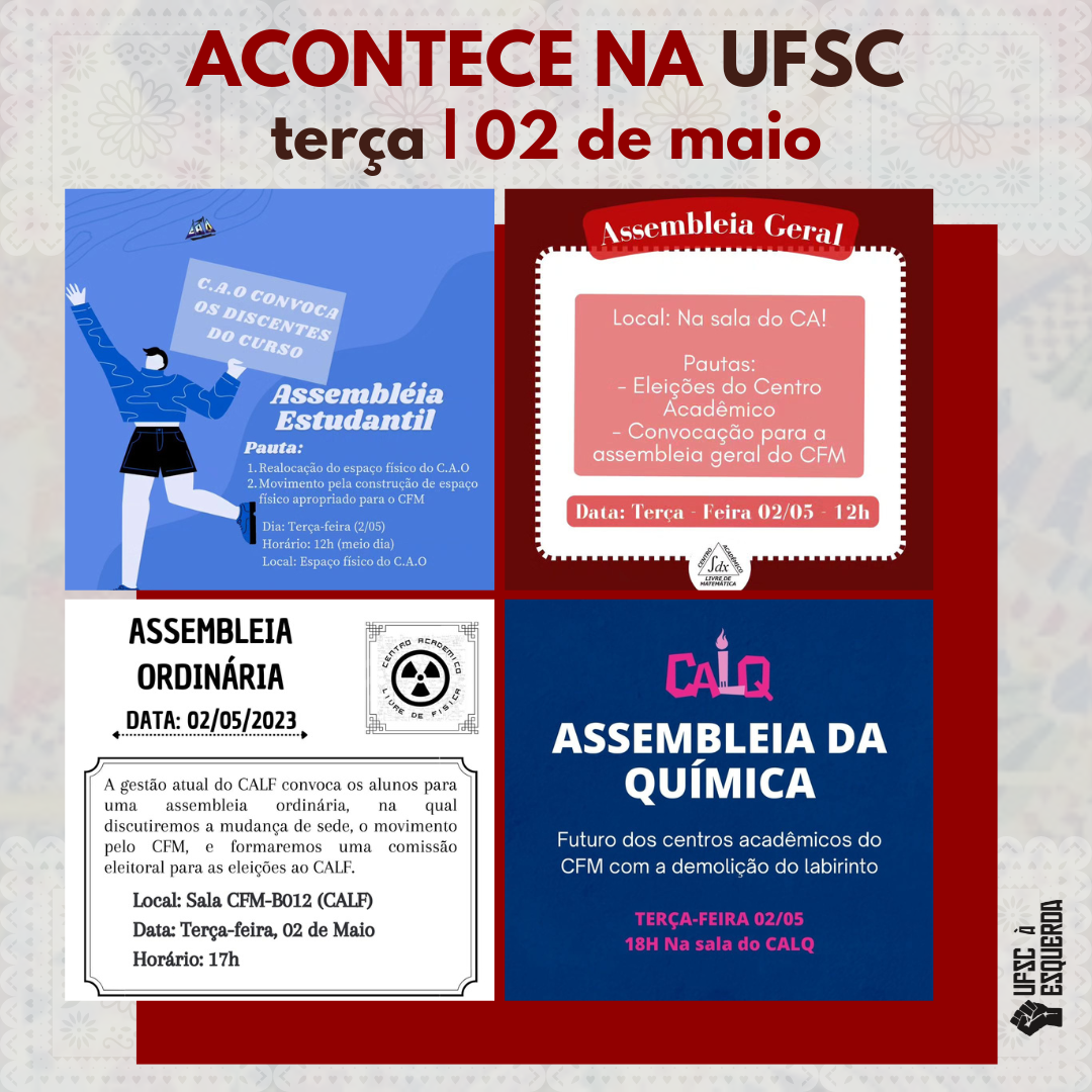 Confira O Acontece Na Ufsc Desta Ter A Feira De Maio Ufsc Esquerda