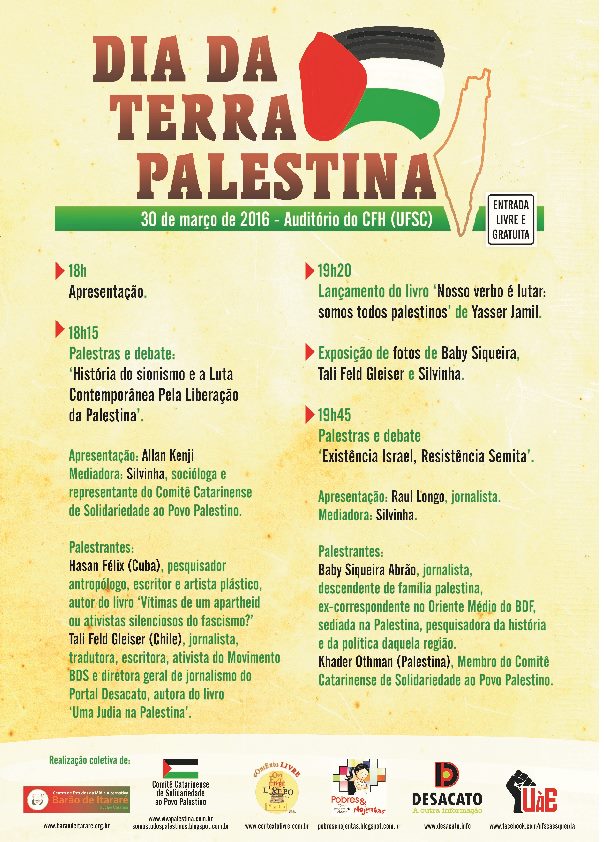 Dia da Terra Palestina em debate na UFSC